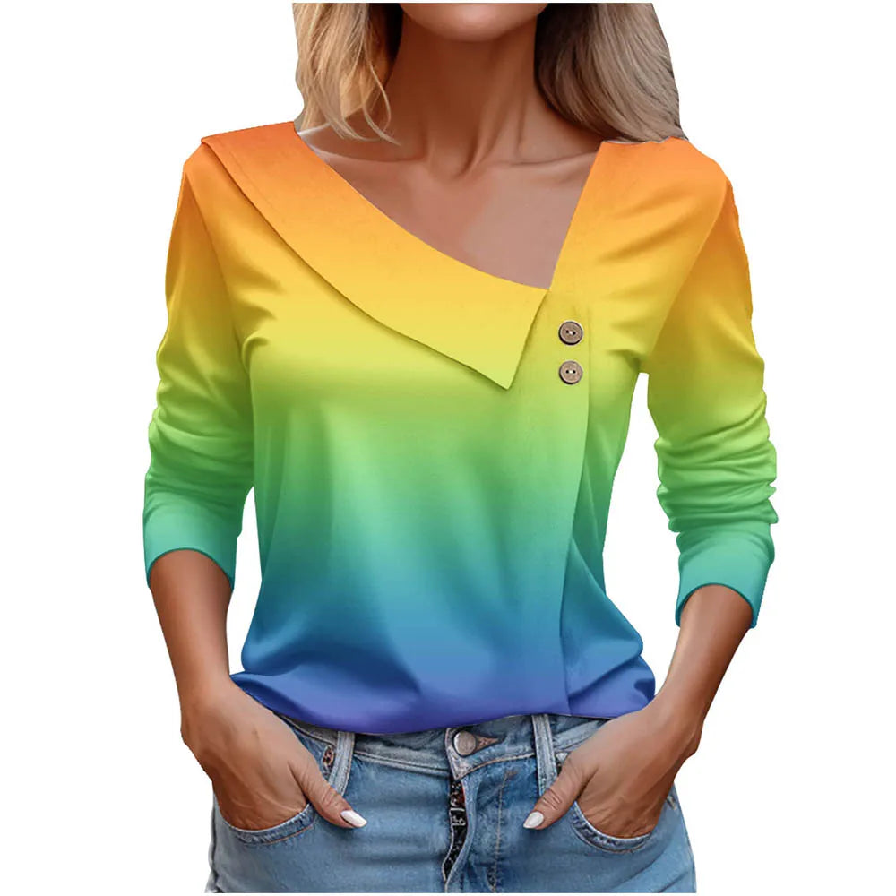 T Shirt For Women Fashion Long Sleeve Top White Floral Print Shirts And Blouses Autumn Winter Clothes For Women 2024 Viralgem Store