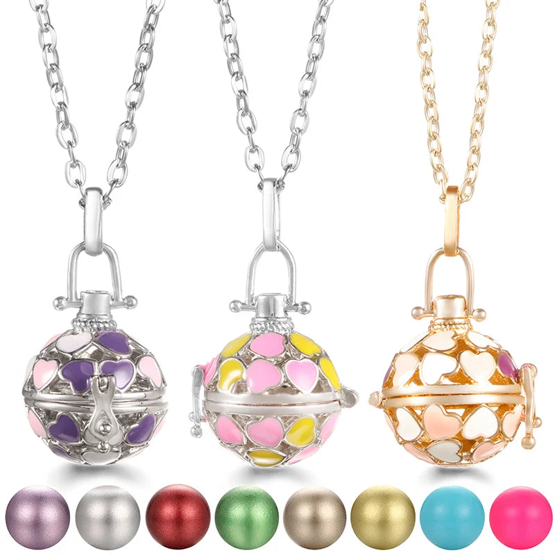 United States Chime Music Ball Woman Caller Essential Oil Necklace Perfume Diffuser Color Footprint Pendant Aromatherapy Jewelry