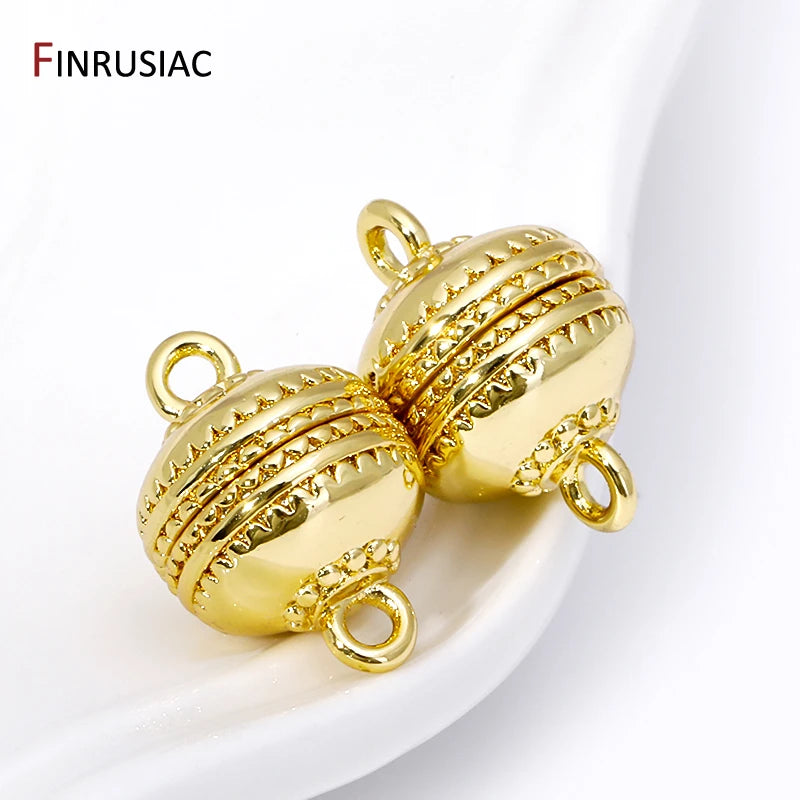 18K Gold Plated Brass Round Strong Magnetic Clasps Connector Buckle Hook Clasps For DIY Bracelets Necklaces Making Accessories Viralgem Store