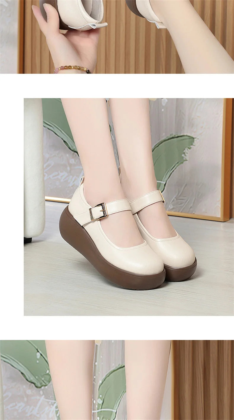 Spring Fashion Wedge Round Toe Soft Bottom Lolita Shoes Women Cute Vintage Mary Jane Shoes Chunky College Student Shoes Viralgem Store