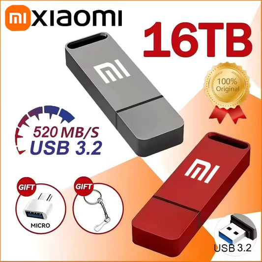 Xiaomi Original Pen Drive 16TB USB 3.2 Flash Drive High-Speed Pen Drive Type-C Metal USB Memory For Computer Storage Devices2025 Viralgem Store