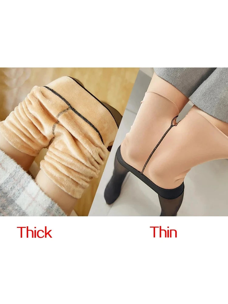 Women Thermal Leggings Winter Warm Sexy Elastic Translucent Pantyhose Female Fleece Thermal High Waist Slim Thicken Tight Pants Viralgem Store