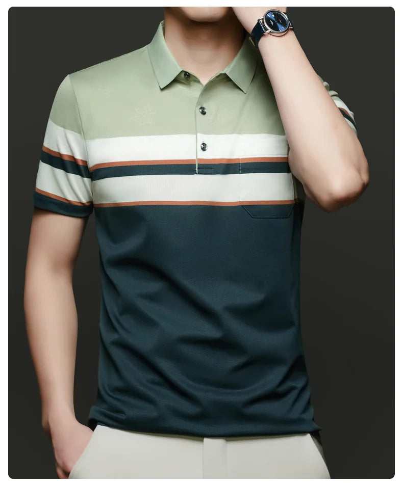 Top Grade Summer Brand Polo Shirts For Men Designer Summer Stripped Luxury Short Sleeve Slim Casual Tops Fashions Men Clothes Viralgem Store