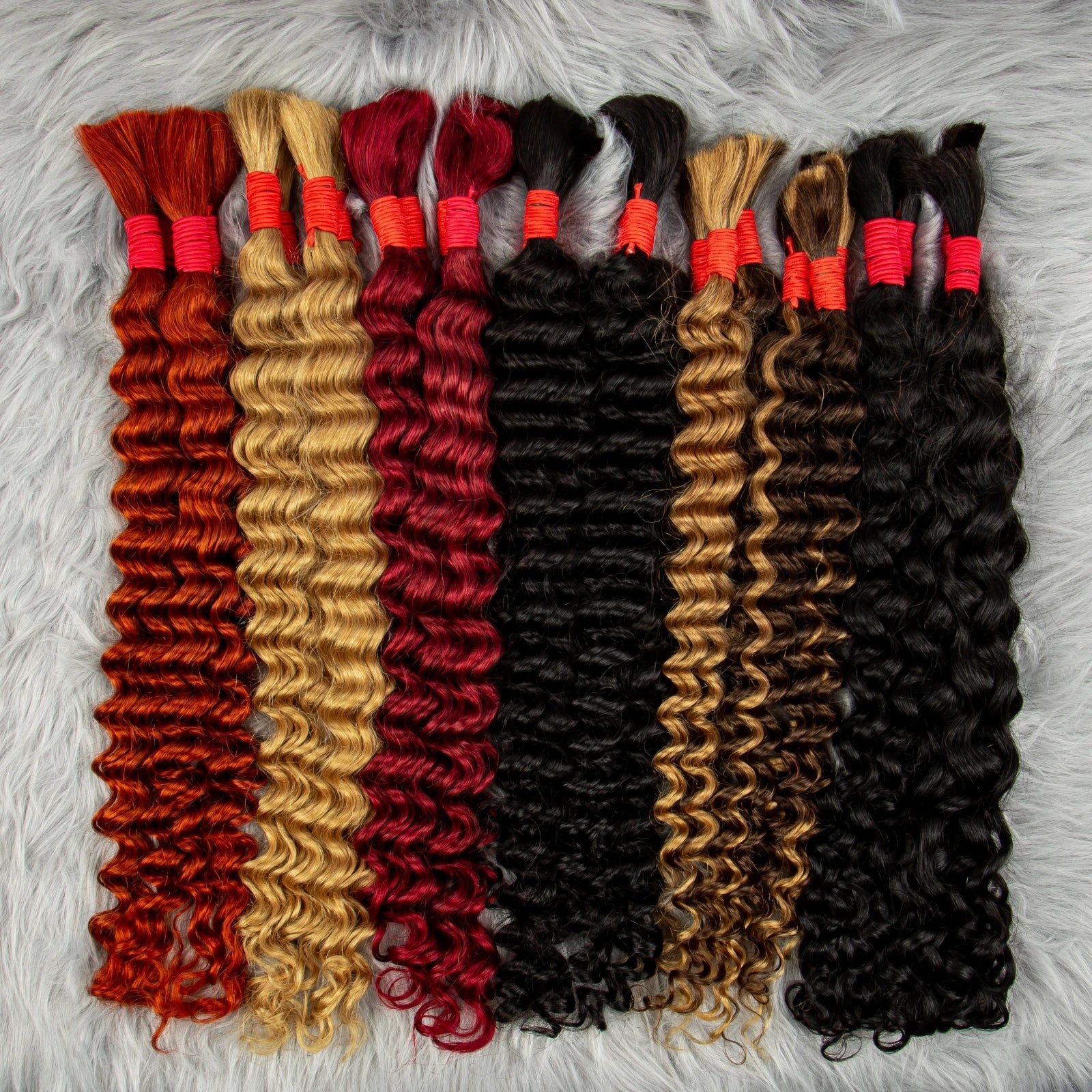 22Inch 100% Human Hair Bundle No Weft Deep Wave Curly Brazilian Virgin Hair for Boho Braid Burgundy 1 2 3 Bundles Hair for Women Viralgem Store