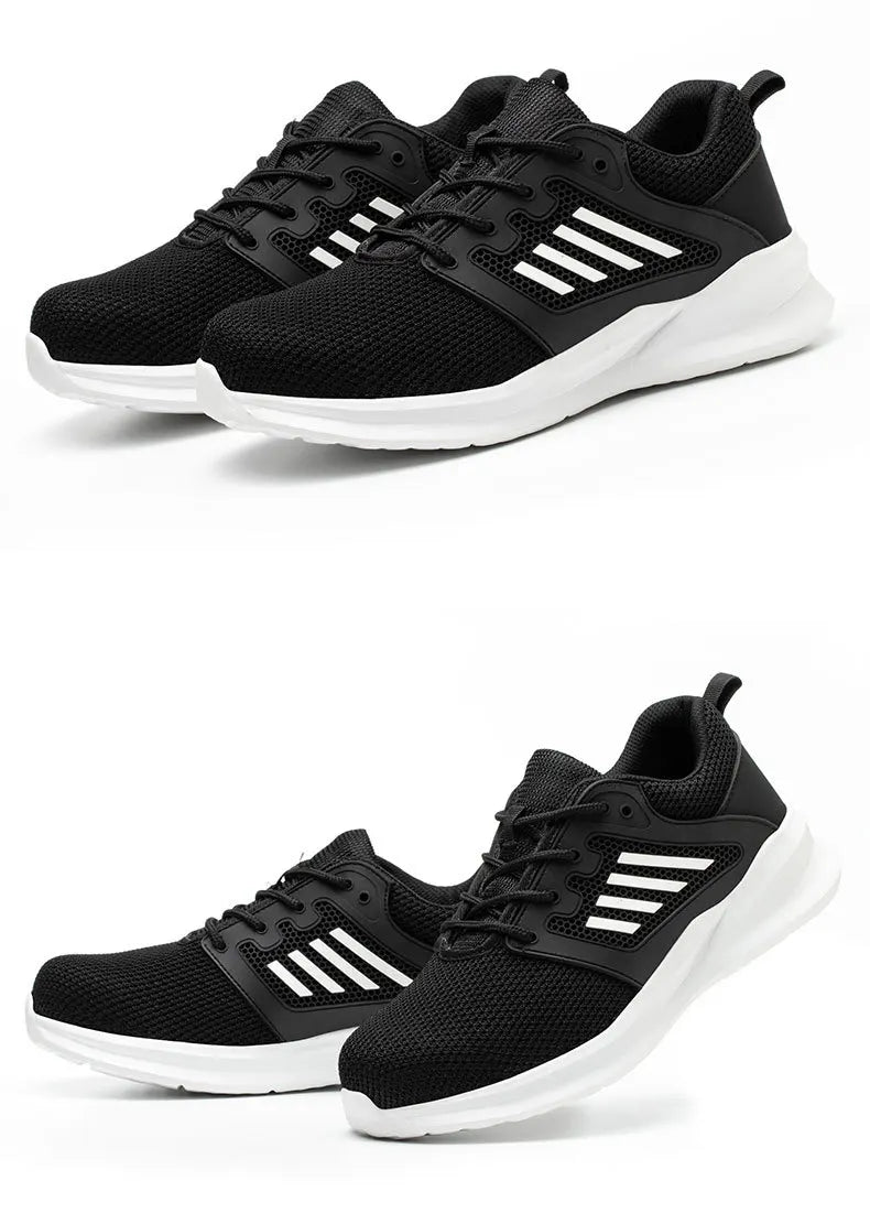 Work Safety Shoes Men Lightweight Indestructible Work Sneakers Security Steel Toe Shoes Safety Protective Boots Black Size36-46