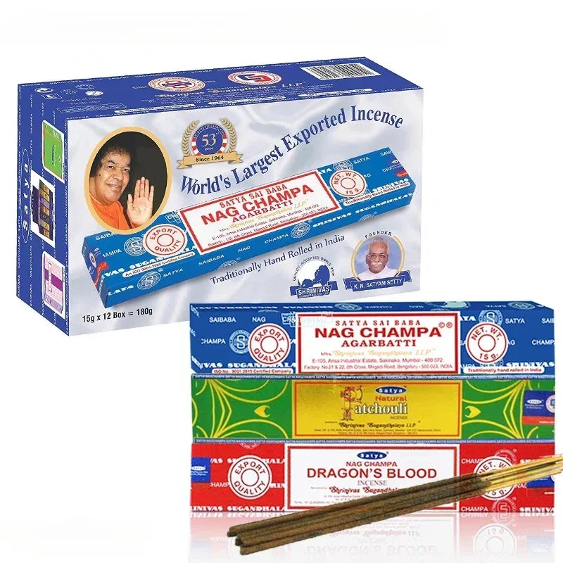 5BOX Indian Incense Sticks White Sage Sandalwood Natural Household Indoor Clean Air NAG Champa Satya Handmade Lavender Incenso