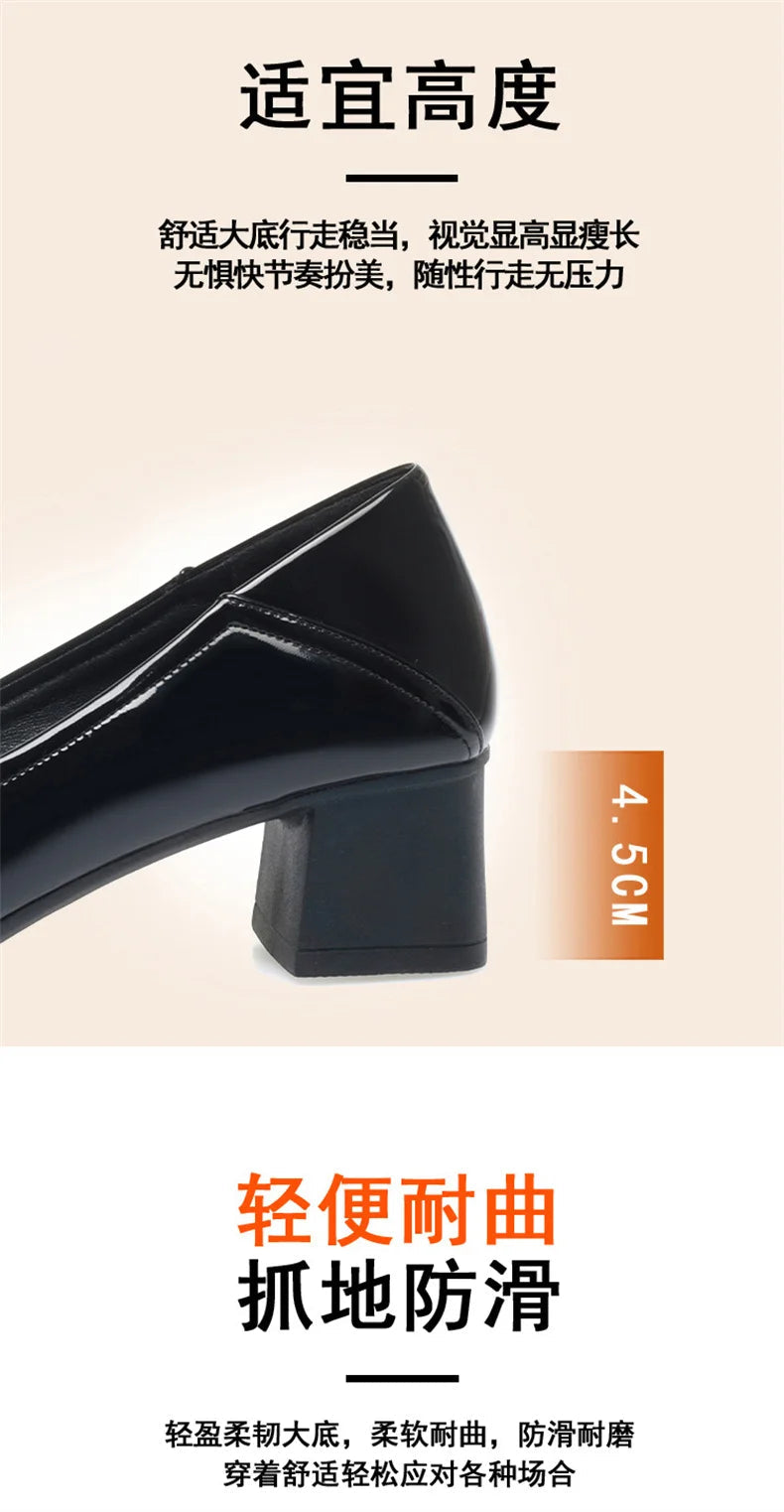 Spring New Comfort Soft Bottom Round Toe Solid Ballet Shoes Low Heel Bow Pumps Low Top Flat Patent Leather Single Shoes Viralgem Store