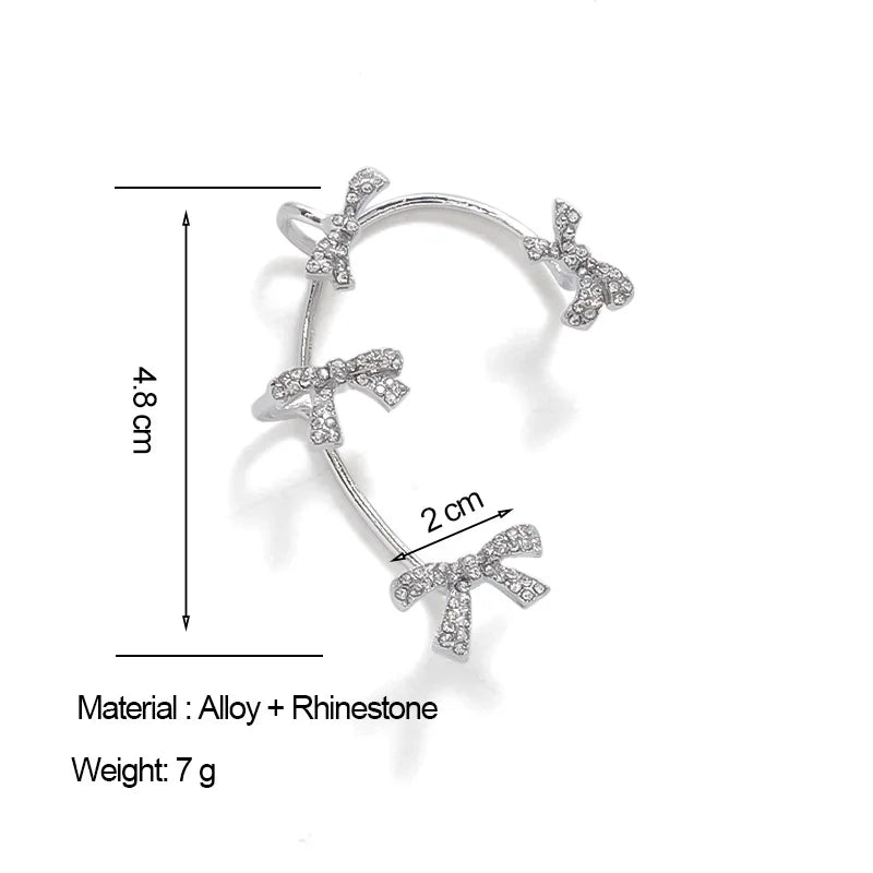 20Style Luxury Shiny Crystal Rhinestone Long Tassel Ear Cuff No Pierced Ear Clip Earrings For Women Wedding Korean Trend Jewelry Viralgem Store