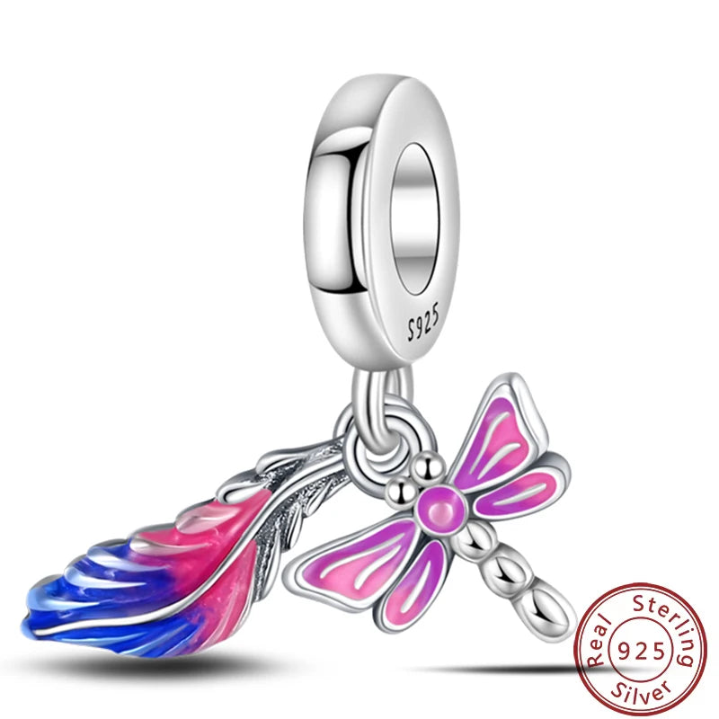 100% 925 Silver Parrot Hummingbird Owl Birds Fashion Design Charms Beads 3mm DIY Fine Jewelry Gifts Making Viralgem Store