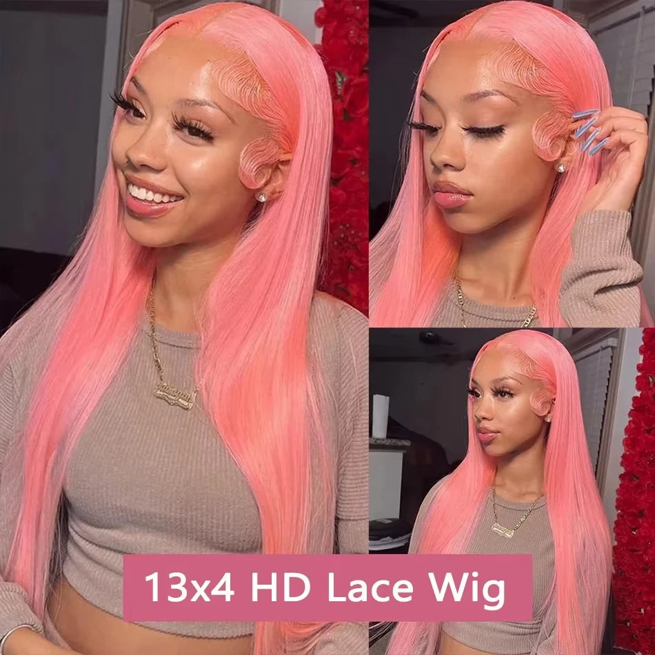 13x6 Pink Straight Human Hair Wigs 30 Inch HD Transparent Lace Frontal Human Hair Wig 13x4 Colored Lace Front Remy Wig For Wome Viralgem Store