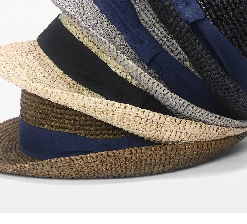 XL Large Size 61cm Panama Straw Hat for Woman and Man Foldable Straw Woven Sun Hat UPF 50+ Uv Sun Protection Shading Summer  Hat