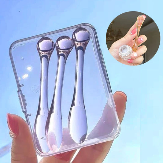 3pcs Acrylic Cosmetic Spatulas Scoop with Bottle,Face Cream Mask Mud Mixing Spoon,Beauty Tools Absorb Roller Facial Applicator