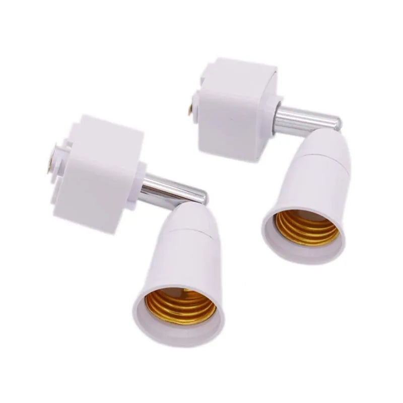 1pcs E27 Track Light Head 360 Rotation LED Light Spotlight Head Base 2 Wire Guide Rail to E27 Lmap Holder White Black Viralgem Store