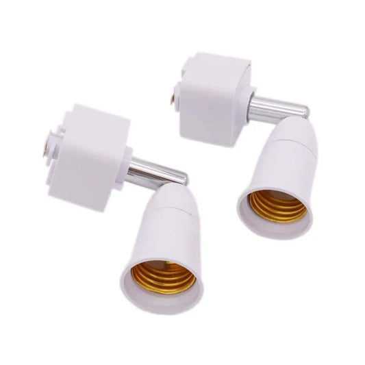 1pcs E27 Track Light Head 360 Rotation LED Light Spotlight Head Base 2 Wire Guide Rail to E27 Lmap Holder White Black Viralgem Store