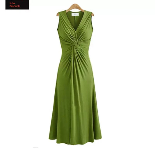 2018 Summer New K-style Plus Size Women's Clothing Chubby Girl Slim Waist Nipped Swing Sleeveless Dress Big Dress