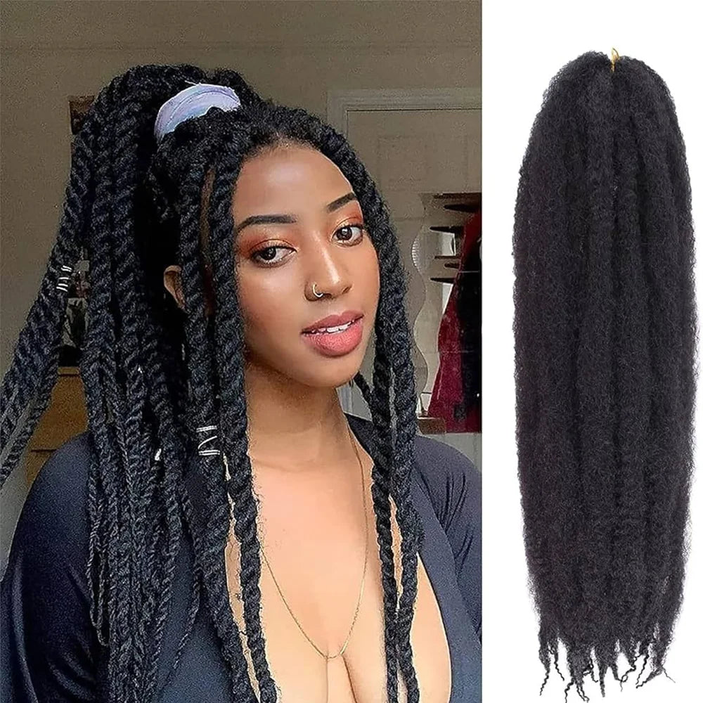 18 Inch Synthetic Marley  Twist Braiding Hair Afro Kinky Curly Crochet Hair for Faux Locs Long Springy Twist Hair Extensions