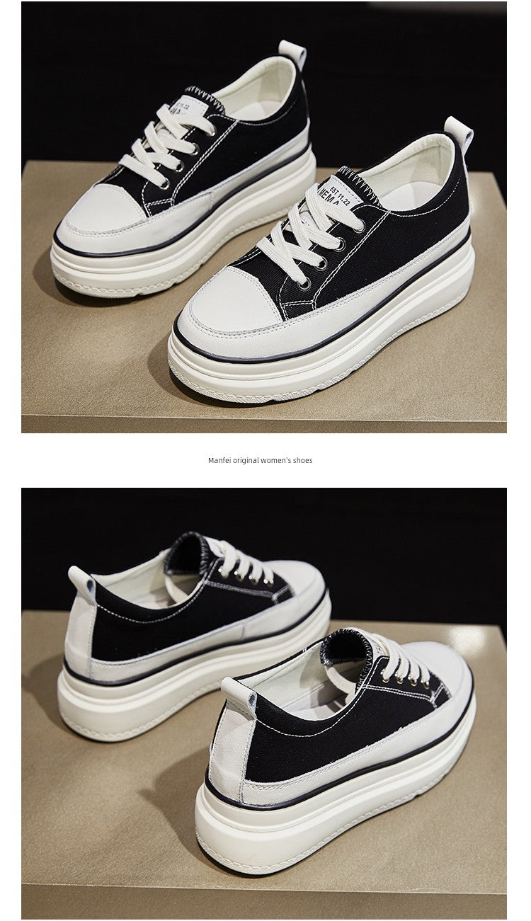 White Shoes Thick Sole Elevator Wild Best Selling Canvas Shoes