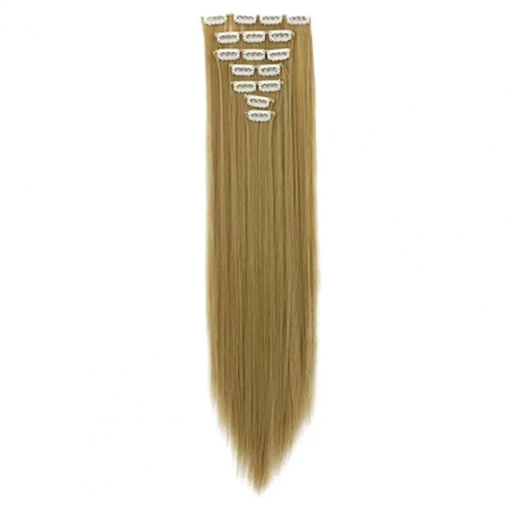 56cm Wig Extensions Women's Synthetic Clip-in One Piece Straight Hair Extensions Synthetic Wigs Seamless Customizable Wig Pieces