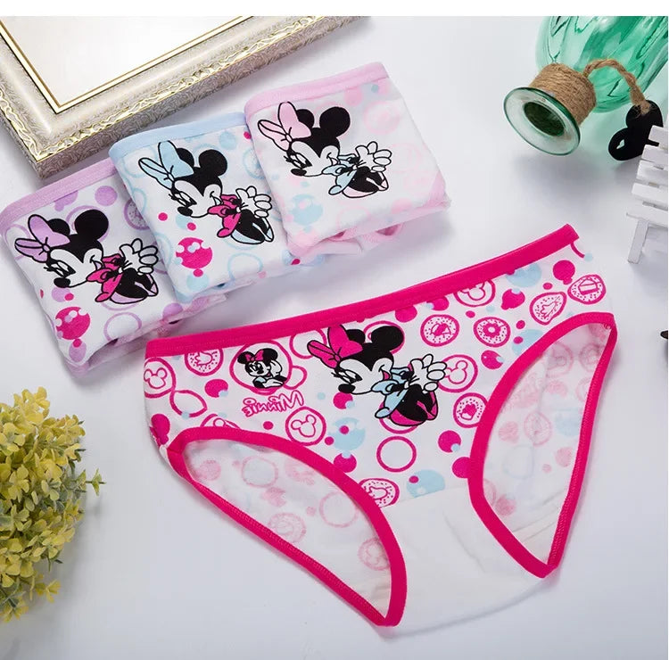4pcs/set Disney Girls Cartoon Mickey Mouse Underpants 2-10years Old Children Classic Pop Pure Cotton Boxers Minnie Birthday Gift Viralgem Store