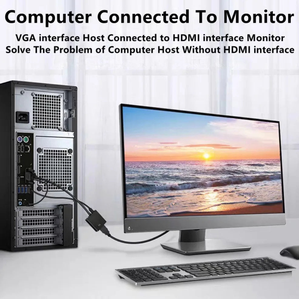 VGA to HDMI Converter Adapter 1080P VGA Male to HDMI Female Adapter Cable With 3.5mm Audio Output  for PC Laptop HDTV Projector Viralgem Store