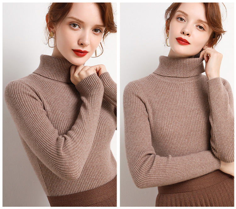 Women Turtleneck Sweater Knitted Soft Pullovers Cashmere Jumpers Basic Soft Sweaters For Women 2024 Autumn Winter