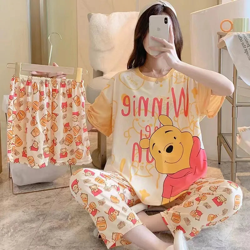 Women's New Three-piece Pajamas Homewear Set of Sweet Pajamas Cartoon Leisure Women's Homewear Pajamas Set Viralgem Store