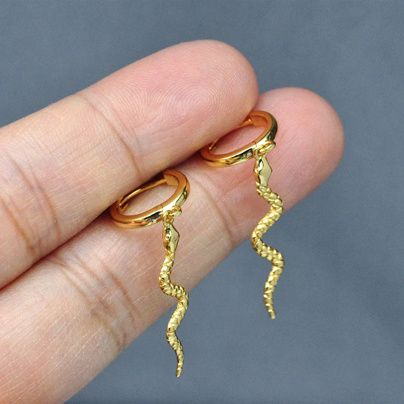 925 Sterling Silver Needle Pave Crystal Snake Type Stud Earrings for Women Simple Cute Animal Earrings Fashion Delicate Jewelry