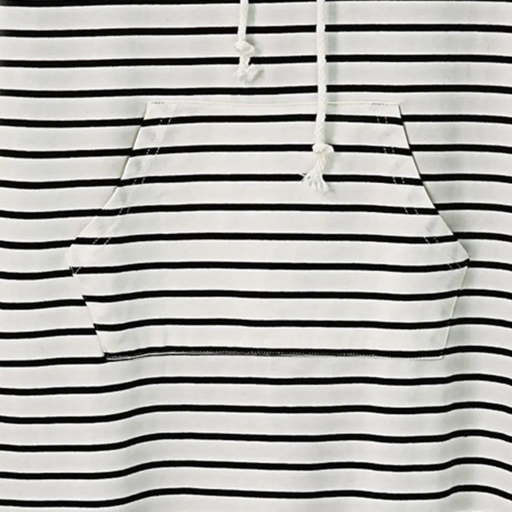 XL-5XL Women Dress Hooded Drawstring Sports Style Short Sleeves Striped Plus Size Loose Fit Summer Casual Dress vestido feminino Viralgem Store