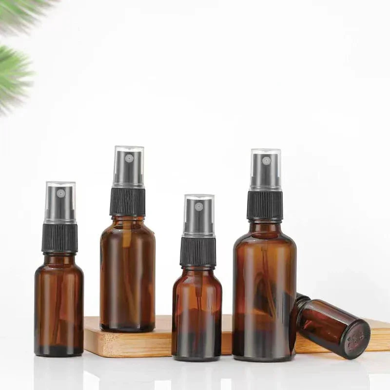 20pcs30ML/ 50ML Empty Amber Glass Portable Spray Bottle Essential Oil Container Mini Mist Spray Bottle Perfume Bottle Refillable