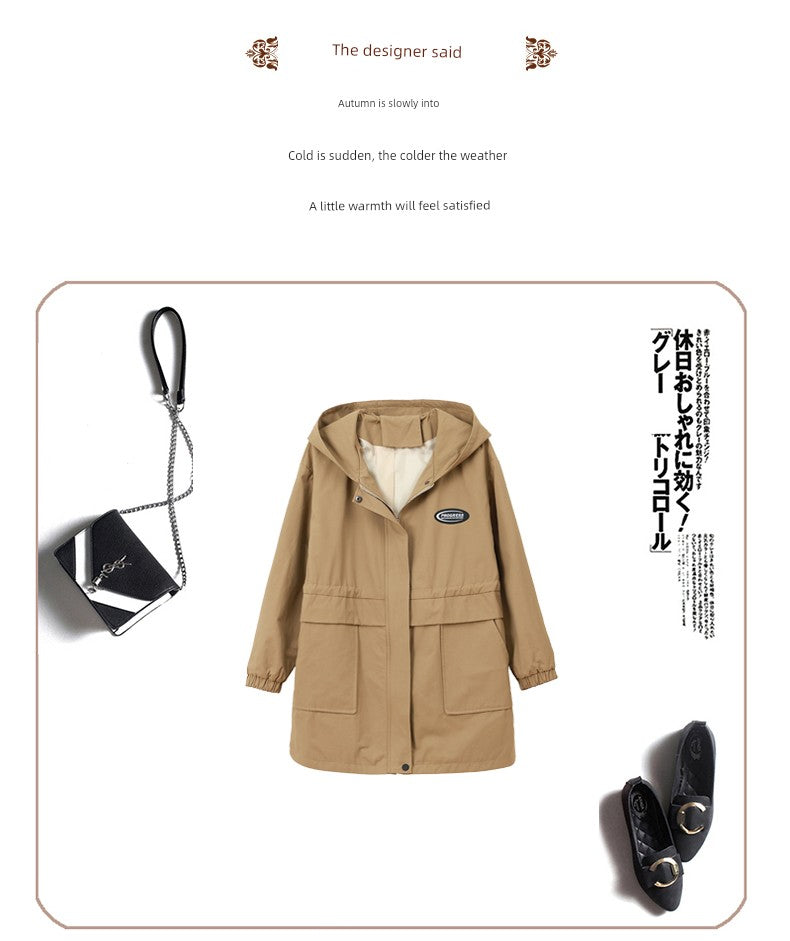 Young Mother Casual Fashion Baggy Coat Female 2023 Spring & Fall New Arrival plus Size Waist Fitted Figure Flattering Mid Length Long Length Trench Coat