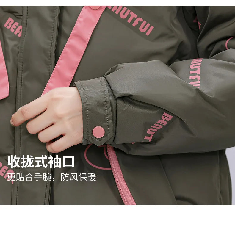 Women Pink Gothic Hoodies Parka 90s Vintage Jacket Overcoat Warm Thicken Coat Harajuku Padded Jacket Clothes Winter Autumn 2024