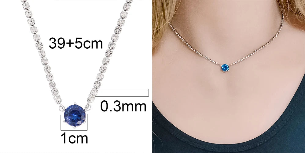 Stainless Steel Necklace Tennis Chain Hip Hop Square Pendant Necklace Star Heart Zircon Choker Necklaces For Women Jewelry