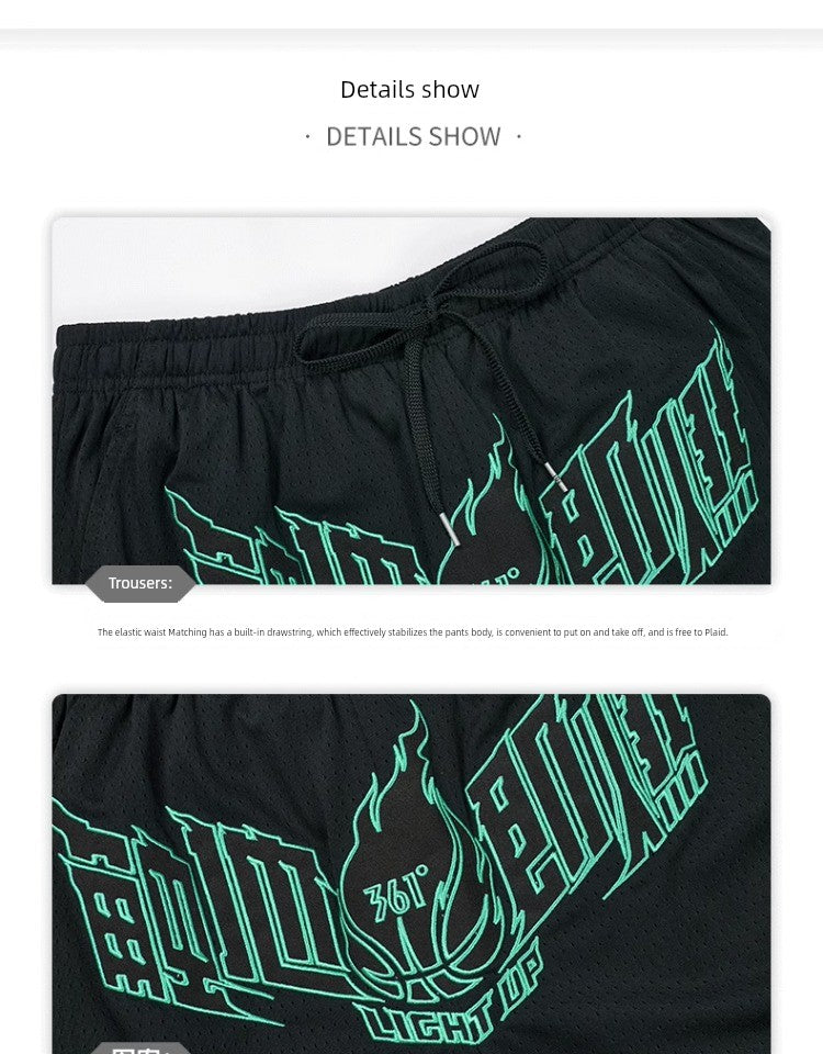361 Degrees Men's Pants Sports Pants 2024 Summer New Arrival Men Breathable Quick-Drying 361 Loose Knitting Game Pants Basketball Shorts
