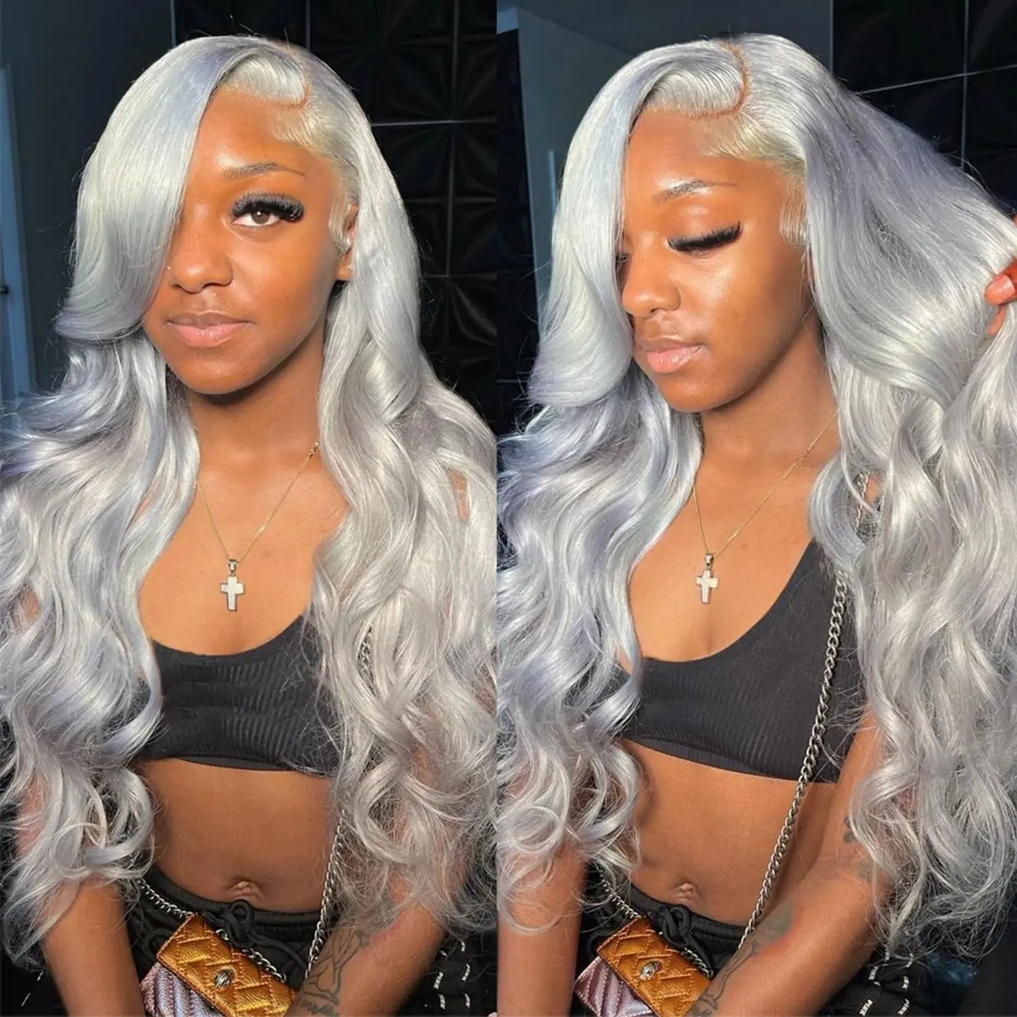 13x6 Silver Grey Body Wave Lace Front Human Hair Wigs Pre Plucked 613 HD Frontal Wigs Brazilian Cosplay Colored Human Hair Wig
