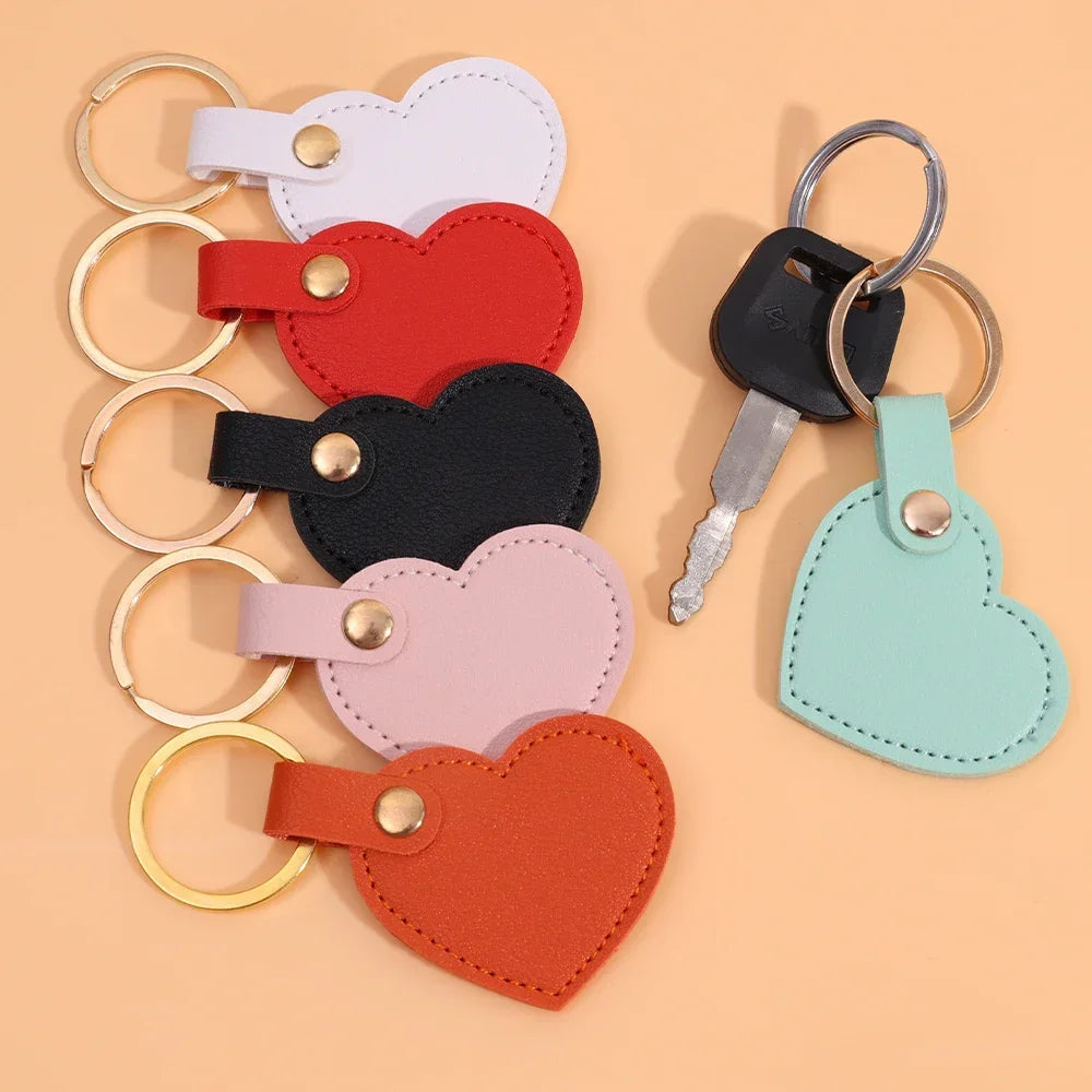 2024 Charm Leather Heart Key Chain Fashion Leather Heart Shape Keychain Women Car Key Holder Home Key Ring Bag Car Pendant Gift Viralgem Store