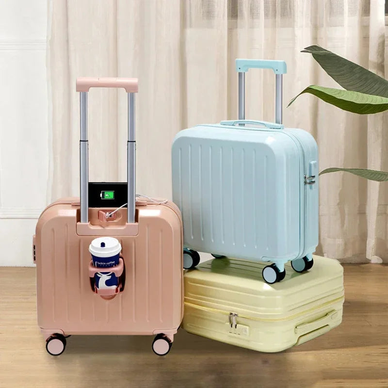 18/20 Inch Suitcase Boarding Multifunctional Travel Suitcase Student Password Trolley Case Rolling Luggage Bag with Cup Holder Viralgem Store