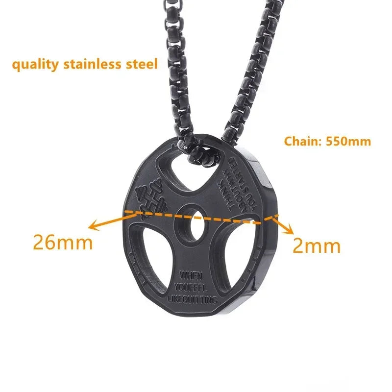 Titanium Steel Dumbbell Pendant Gym Fitness Equipment Barbell Necklace Domineering Muscular Men Fitness Leisure Sports Jewelry Viralgem Store