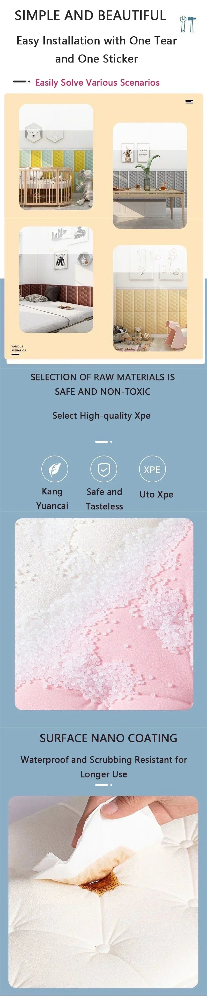 3-6pc/Set Self Adhesive Tile Wall Sticker Home Decor 3D PVC sticker Covers For Kitchen Cupboard Bathroom Waterproof Wallpaper