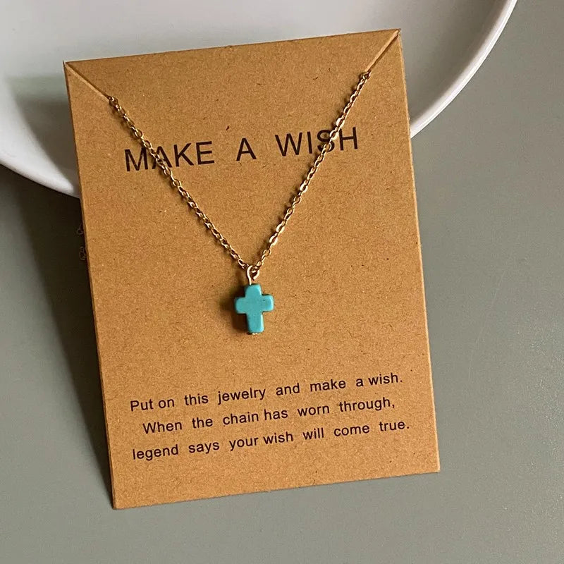 Tiny Cross Neckace for Women Fashion Blue White Color Pendant Fashion Choker Necklace Gift for Firend Wholesale Collar Jewelry