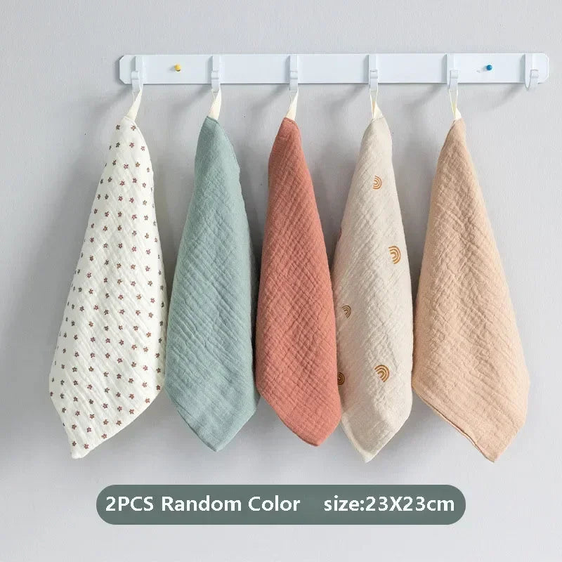 2/5pcs Baby Saliva Soft Absorbent Gauze Cotton Burp Cloth Kindergarten Handkerchief Newborn Washcloth Nursing Towel