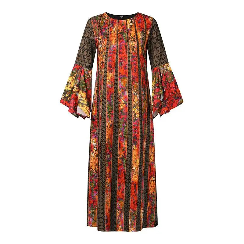 VONDA Plus Size 5XL Oversized Vintage Bohemian Printed Sundress Women Maxi Dress 2024 Long Flare Sleeve Party Casual Loose Robe
