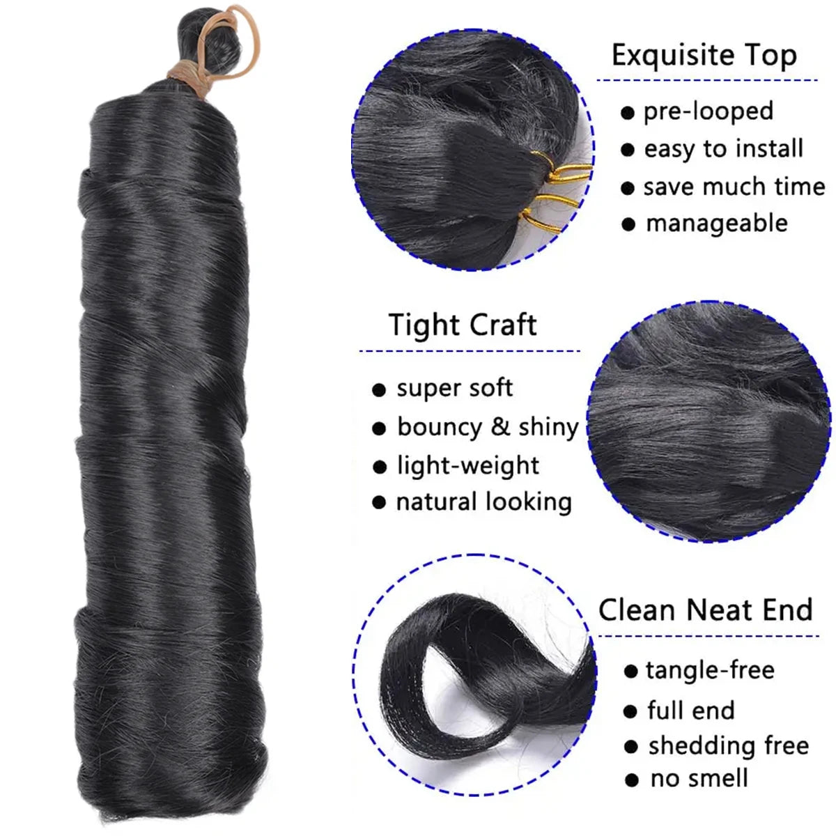16-24 inches Synthetic French Curly Crochet Braiding Hair Loose Wave Ombre Hair for Women Spiral Pre Stretched Hair Extensions Viralgem Store