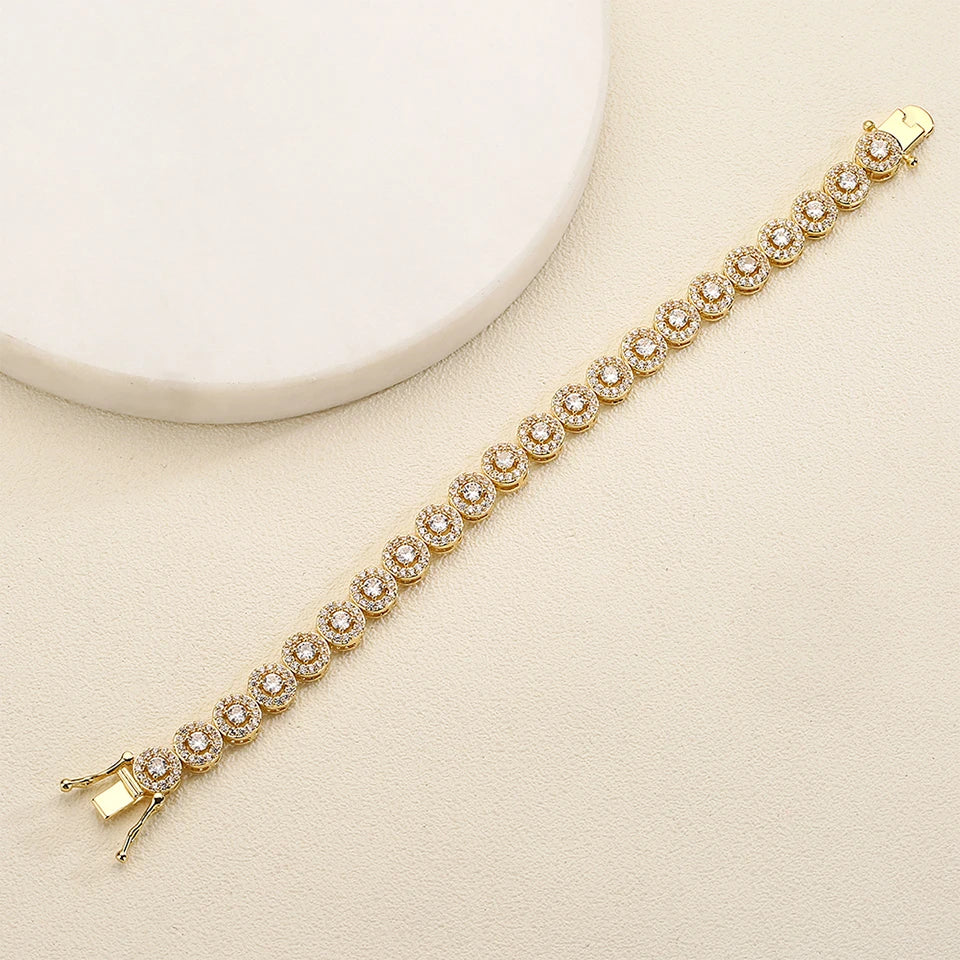 ZAKOL Classic Geometric Round Cubic Zirconia Tennis Bracelet Bangles for Women Charm Luxury Bridal Jewelry Accessories BP2271