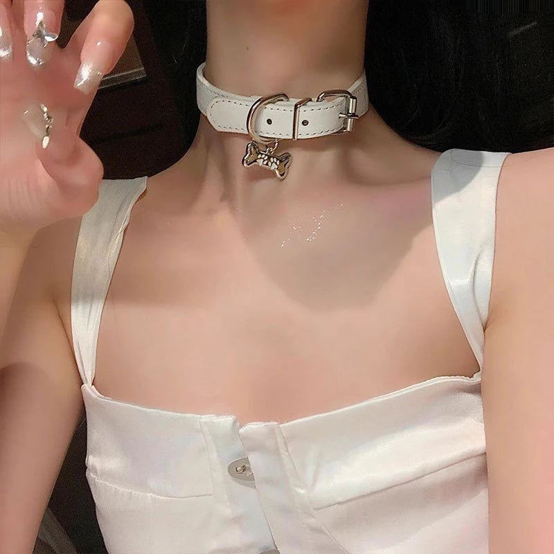 Trendy Punk Colorful Dog Claw Bone Necklace For Women Exquisite PU Leather Charms Choker Sweet Cool Party Jewelry Y2K Gifts Viralgem Store
