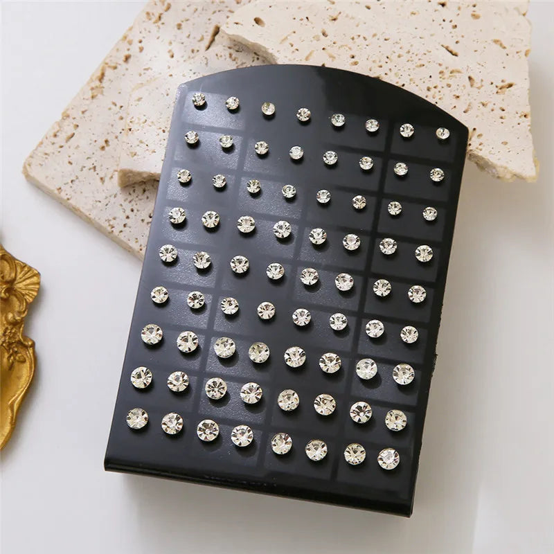 36pairs Mixed Sizes Rhinestone Stud Earrings For Women Girls Crystal Earrings Set Wedding Party Jewelry Gift Viralgem Store