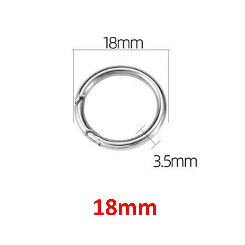 12-35mm Stainless Steel Spring Clasps Keyring Hooks for Keychain Key Holder Openable Round Key Ring Carabiner Jewelry Making DIY