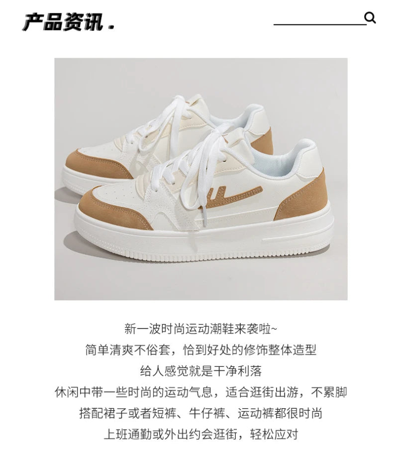 White Shoes For Women's Classic Spring And Autumn New Sports And Casual Trend Women's Shoes Versatile Ins Thick-Soled Shoes