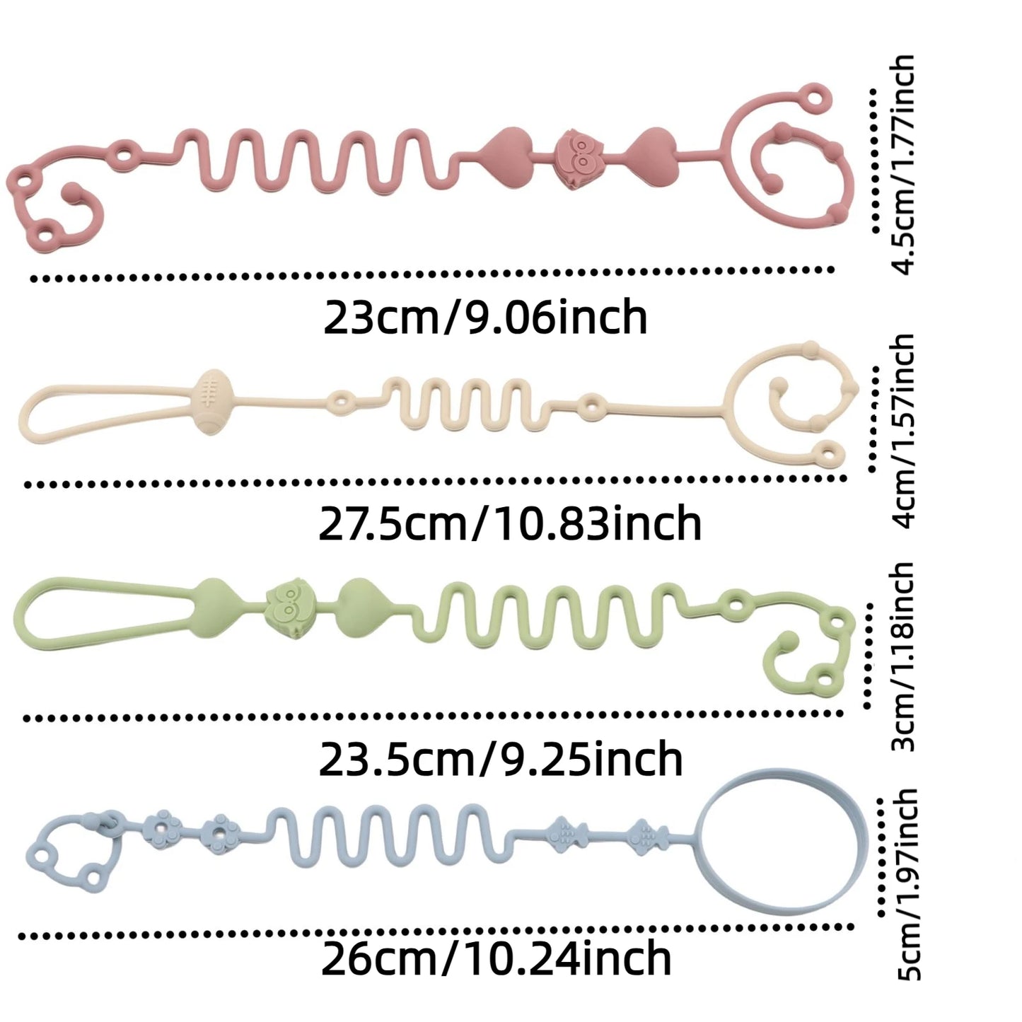4pcs Adjustable Silicone Pacifier Chain, Teether Toys, Suitable for High Chair, Crib, Baby Gifts,beige