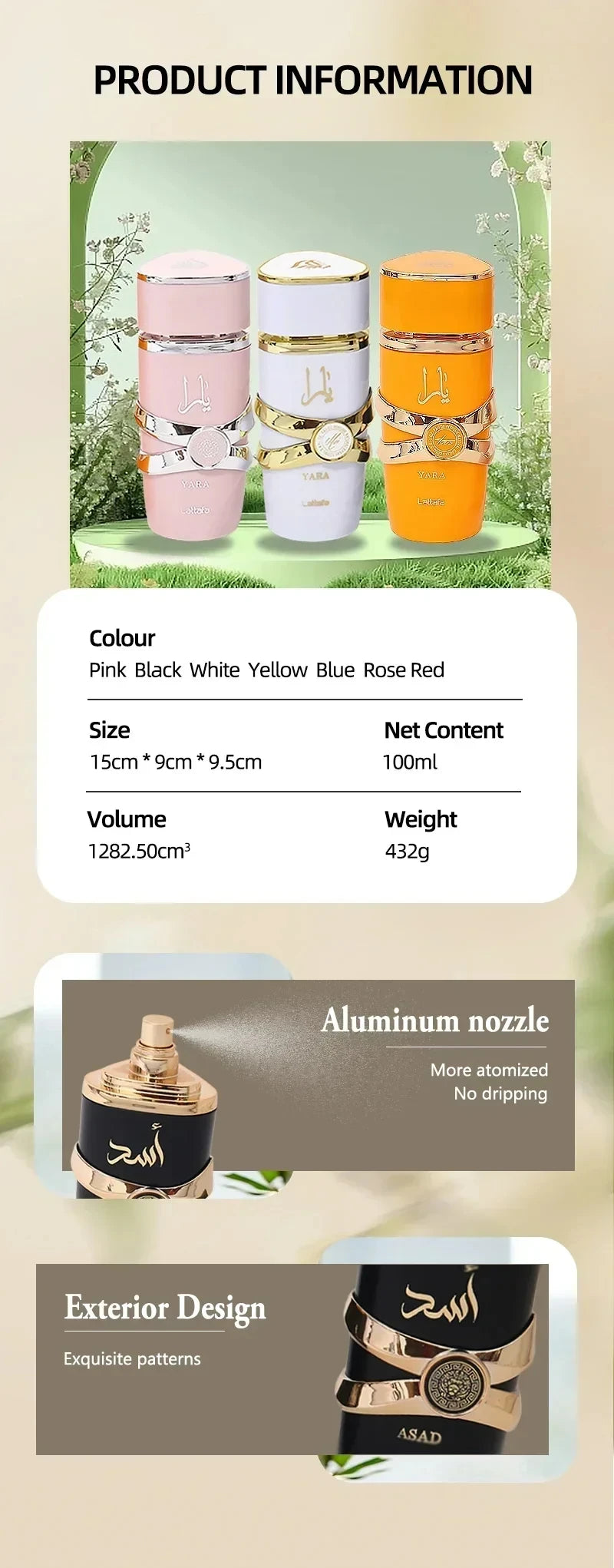 100ml Original Yara Lattafa Women Perfume Arabian Body Neutral Wood Luxury Men Perfumes Long-Lasting Pheromone Fresh Fragrance