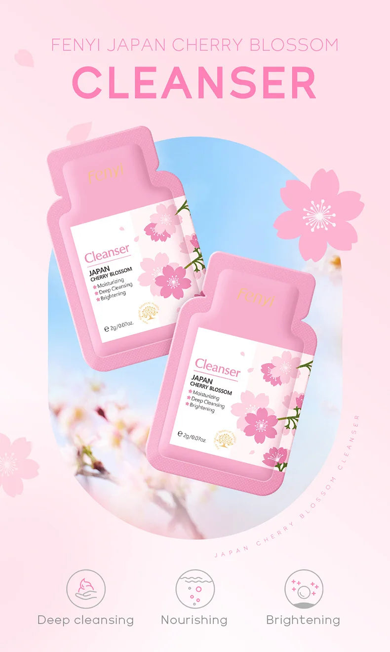 4pcs Skincare Sets Sakura Cleanser Face Cream Toner Eye Cream Deep Cleansing Moisturizer Oil Control Skin Care Kit Travel Outfit